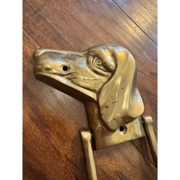 DOG HEAD DOOR KNOCKER FIGURAL SETTER POINTER DACHSHUND BEAGLE BRASS HEAVY 9” - Picture 9 of 10